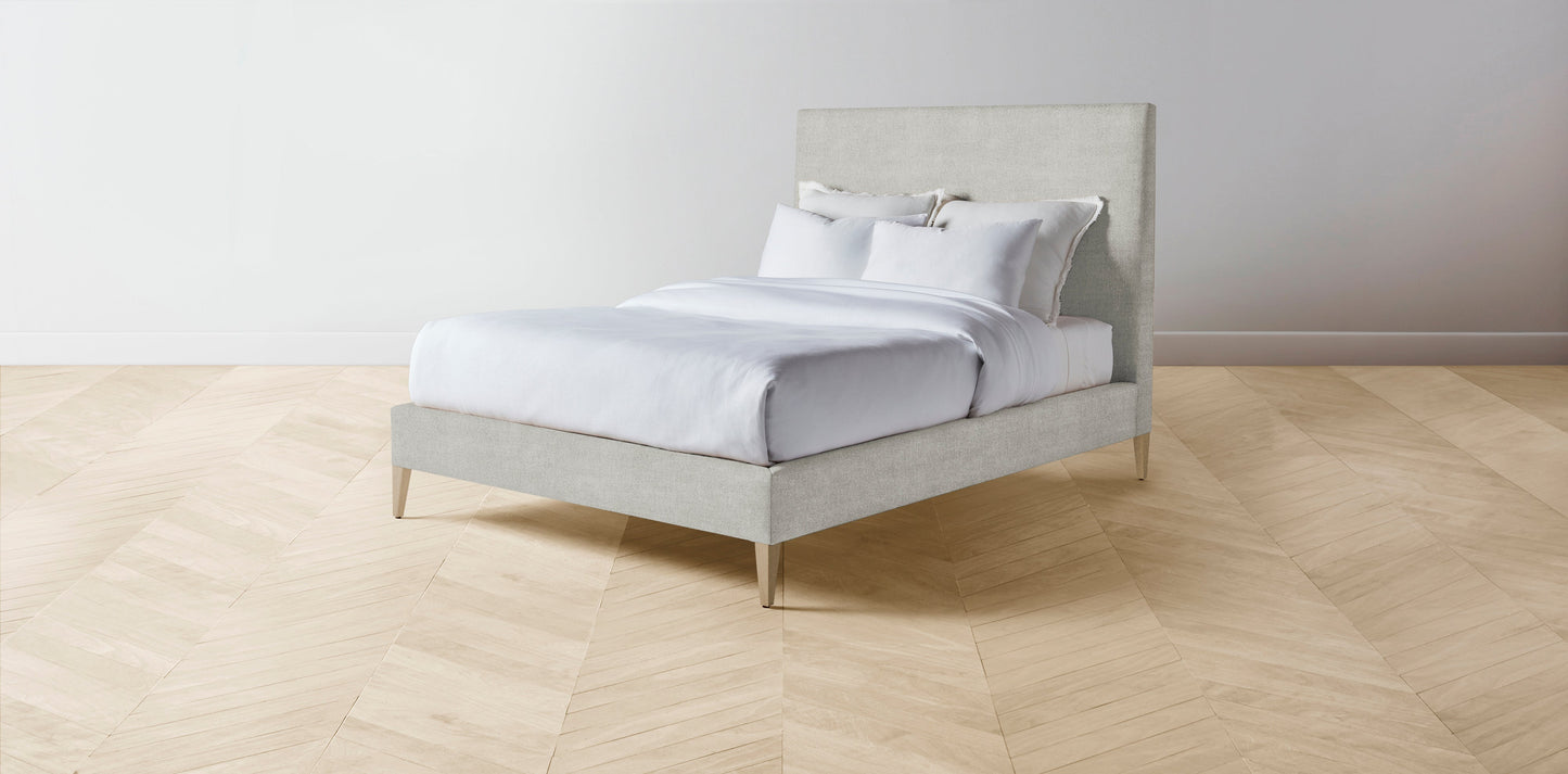 The Essex  - Performance Melange Weave Flint Bed - 50" Headboard - Upholstered on reverse