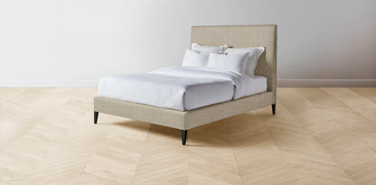 The Essex  - Performance Stonewashed Linen Clamshell Bed - 56" Headboard - Muslin on reverse