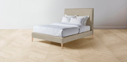 The Essex  - Performance Stonewashed Linen Clamshell Bed - 60" Headboard - Muslin on reverse