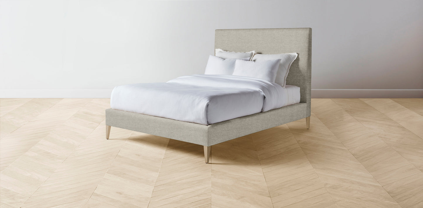 The Essex  - Performance Stonewashed Linen Dew Bed - 60" Headboard - Upholstered on reverse