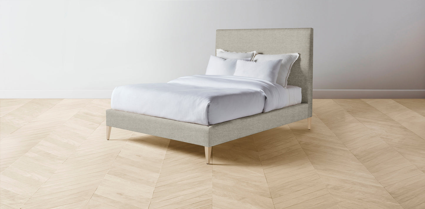 The Essex  - Performance Stonewashed Linen Dew Bed - 60" Headboard - Upholstered on reverse