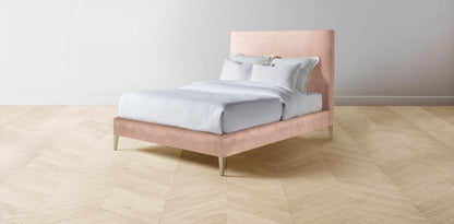 The Essex  - Performance Velvet Dusty Rose Bed - 60" Headboard - Muslin on reverse