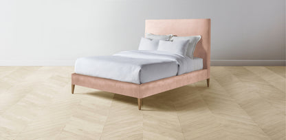 The Essex  - Performance Velvet Dusty Rose Bed - 60" Headboard - Muslin on reverse