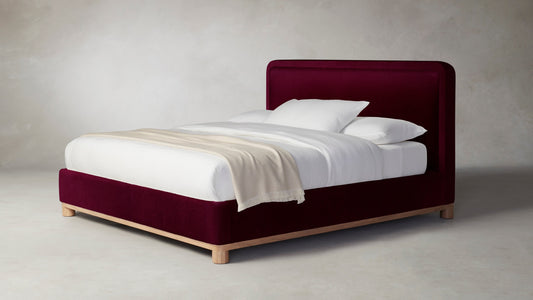 The Kent  - Mohair Crimson Bed - 41" Headboard