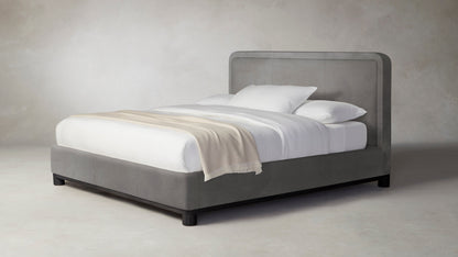 The Kent  - Nubuck Leather Asphalt Bed - 47" Headboard