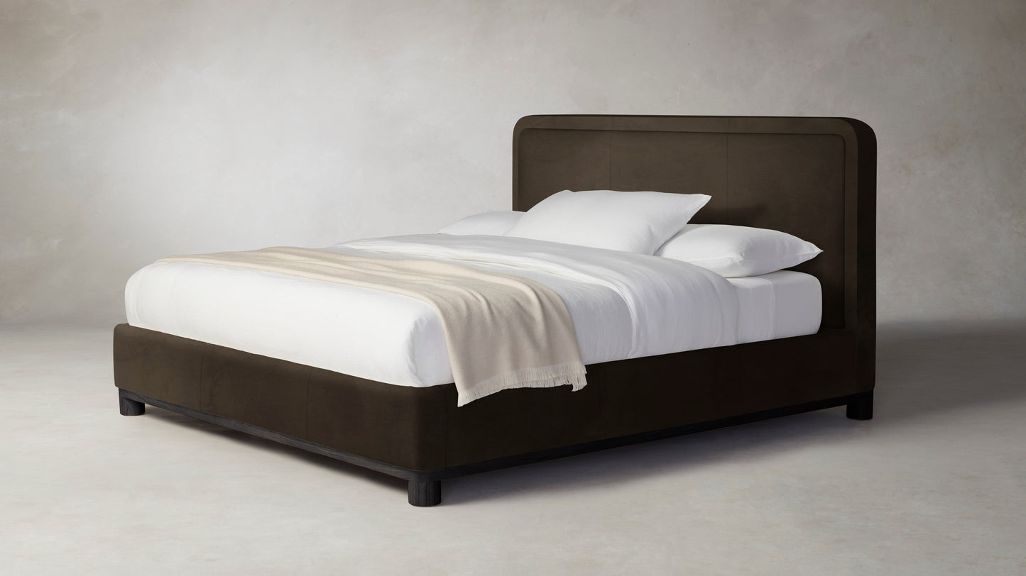 The Kent  - Nubuck Leather Espresso Bed - 47" Headboard