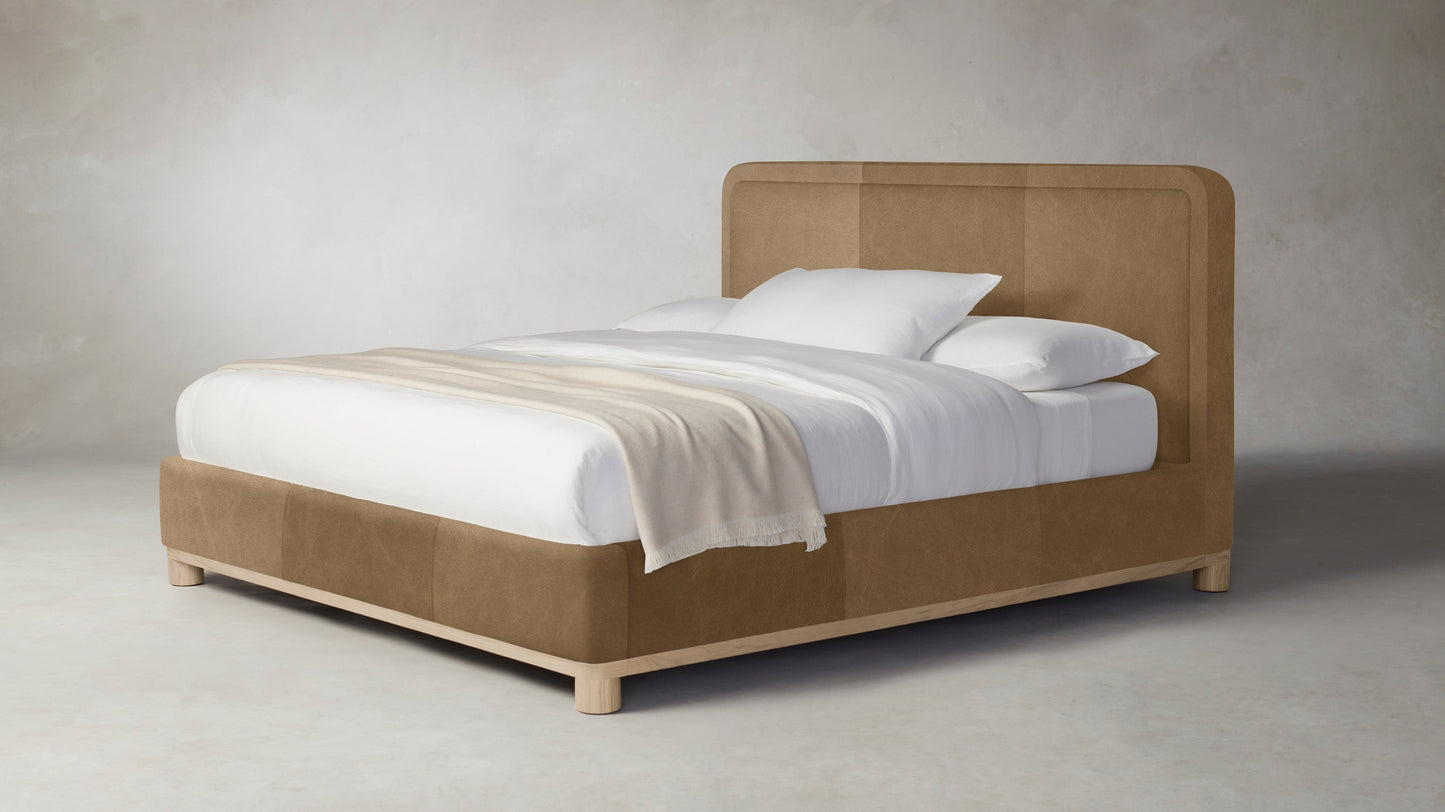 The Kent  - Tuscan Leather Camel Bed - 41" Headboard