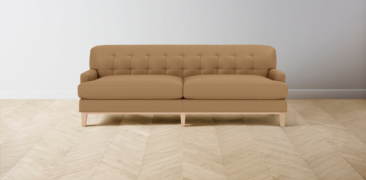 The Ludlow  - Pebbled Leather Latte Sofa