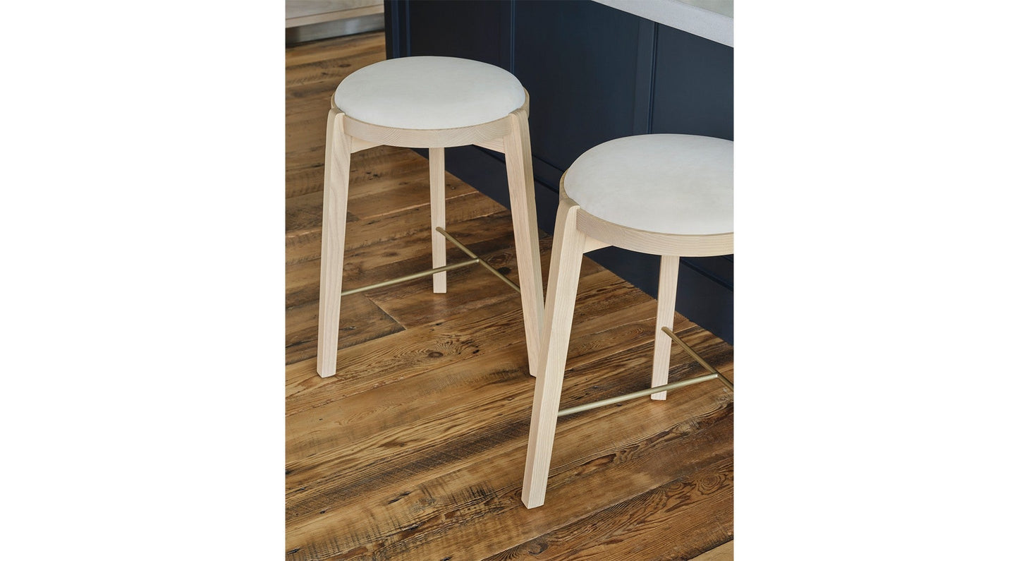 The Stanton with Brushed Brass - Nubuck Leather Sail Bar and Counter Stool