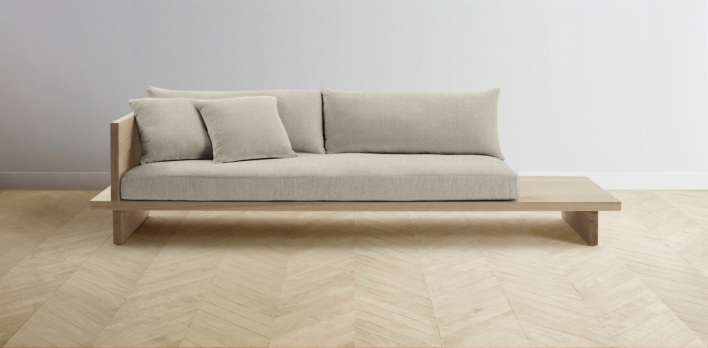 The Muir Arm on Left - Performance Basketweave Pebble Sofa