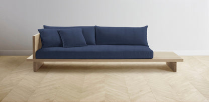 The Muir Arm on Left - Performance Chevron Indigo Sofa