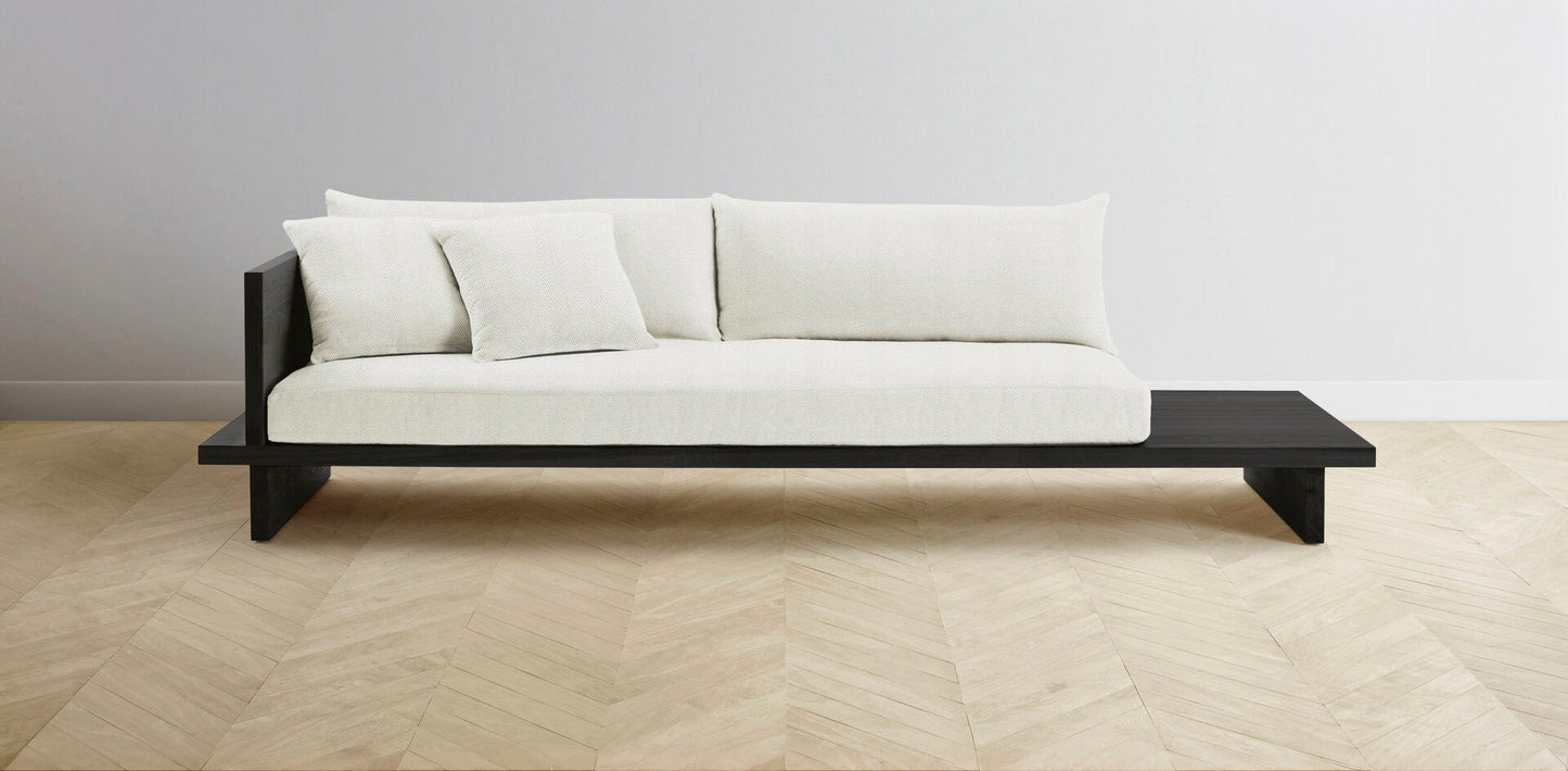 The Muir Arm on Left - Performance Chevron Powder Sofa