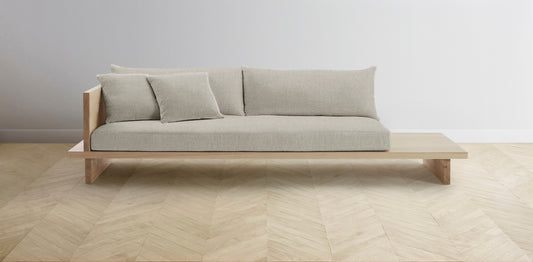 The Muir Arm on Left - Performance Stonewashed Linen Dew Sofa