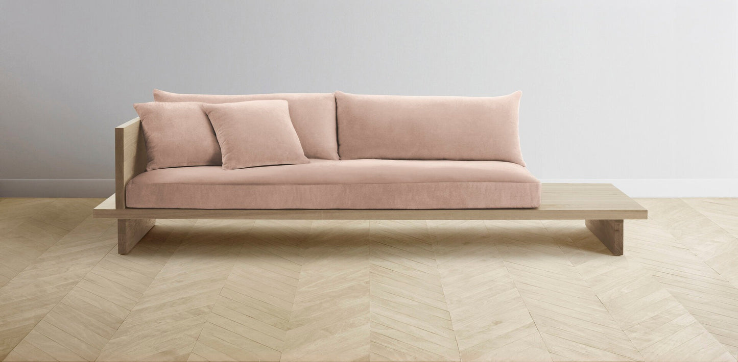 The Muir Arm on Left - Performance Velvet Dusty Rose Sofa