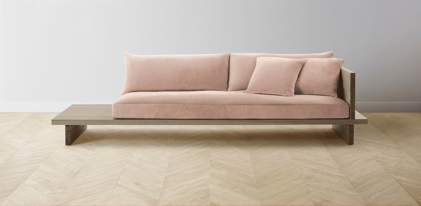 The Muir Arm on Right - Performance Velvet Dusty Rose Sofa