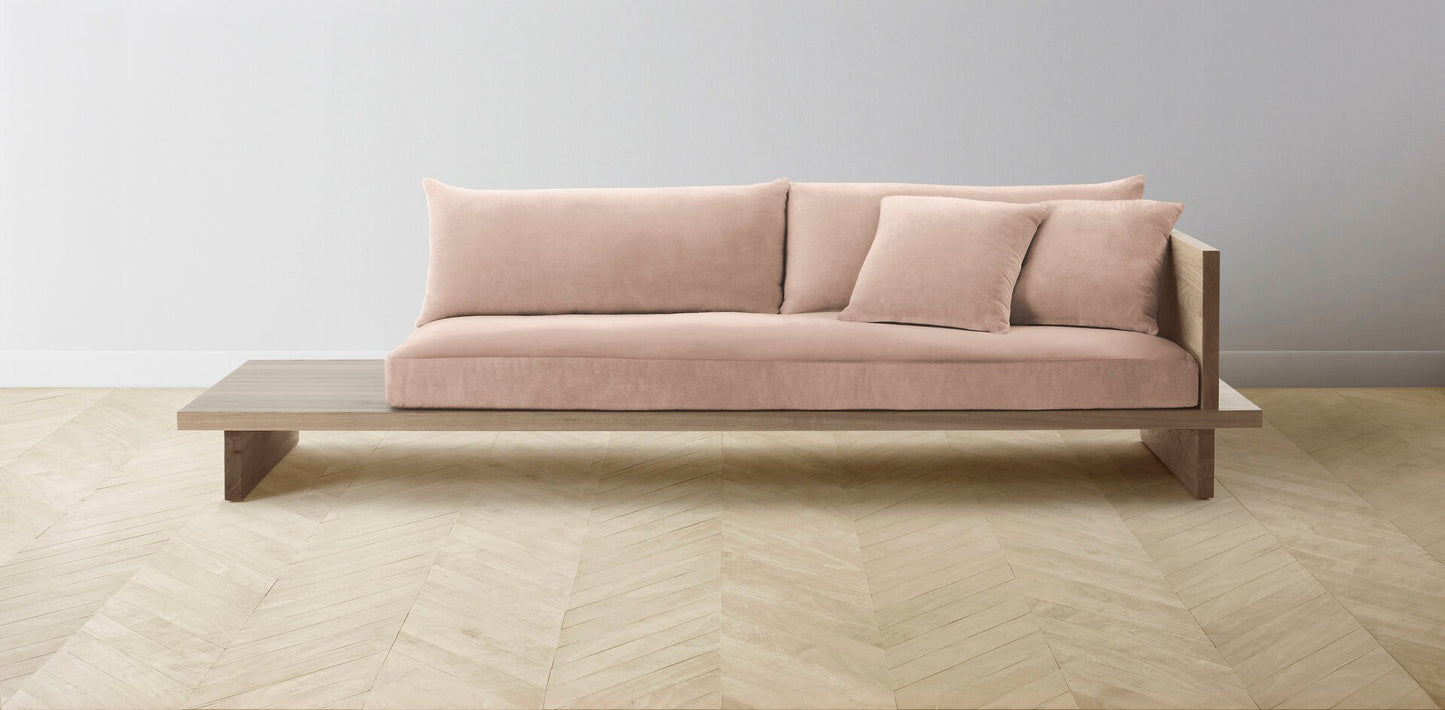 The Muir Arm on Right - Performance Velvet Dusty Rose Sofa