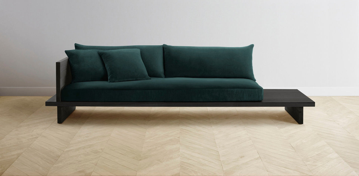 The Muir Arm on Left - Performance Velvet Emerald Sofa