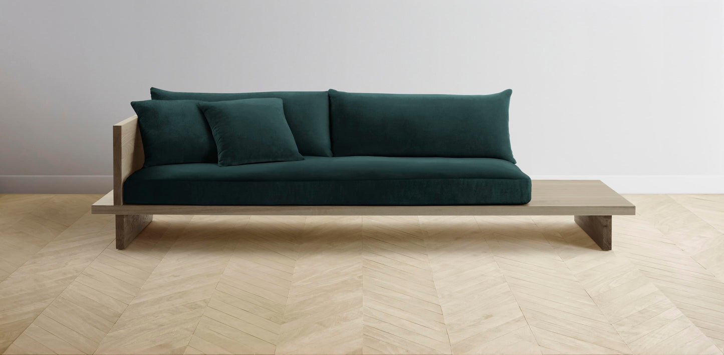 The Muir Arm on Left - Performance Velvet Emerald Sofa