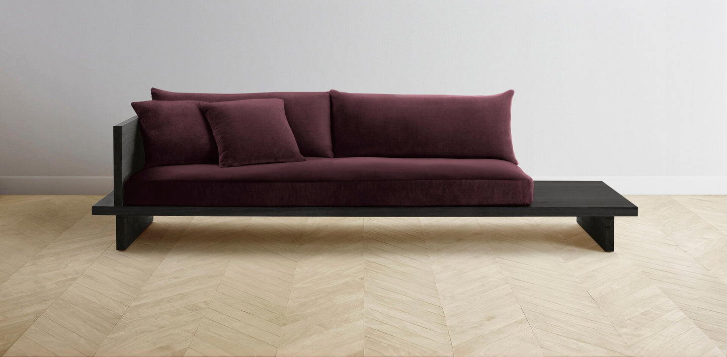 The Muir Arm on Left - Performance Velvet Merlot Sofa