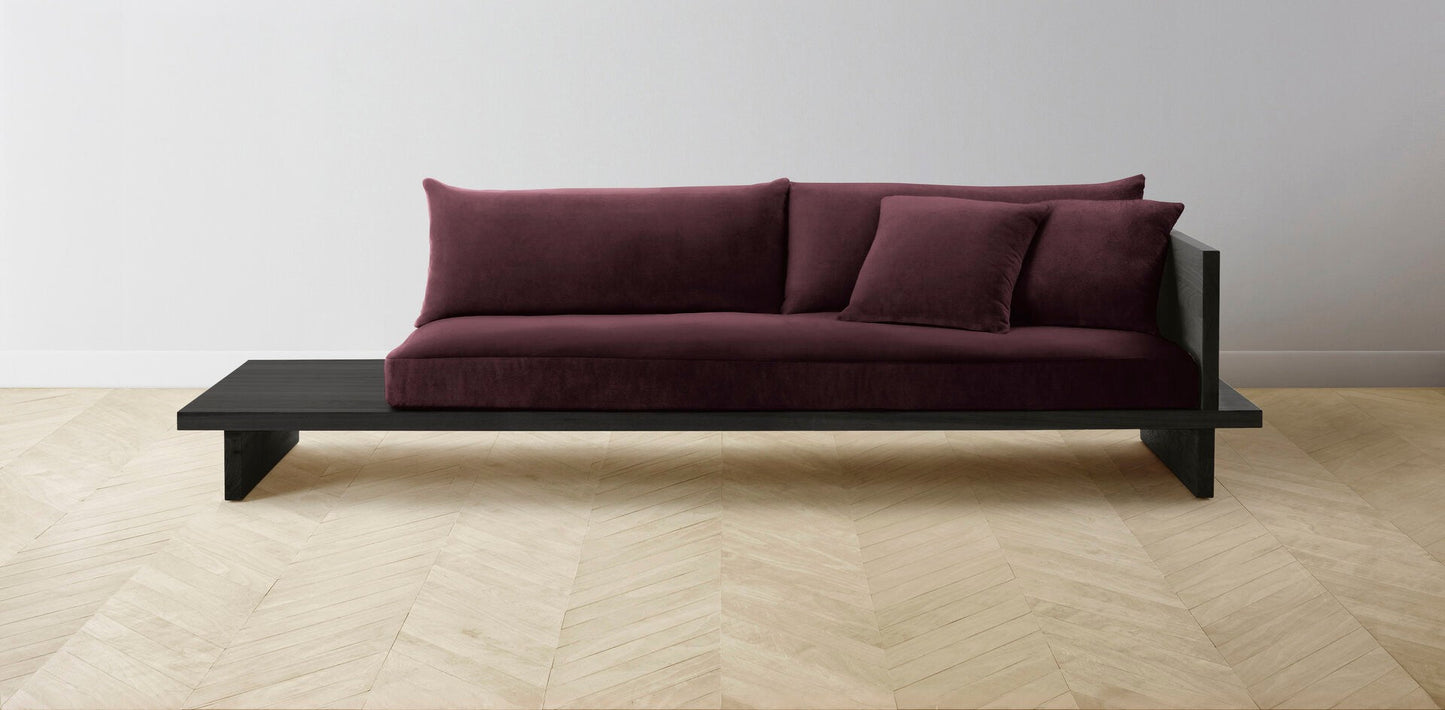 The Muir Arm on Right - Performance Velvet Merlot Sofa