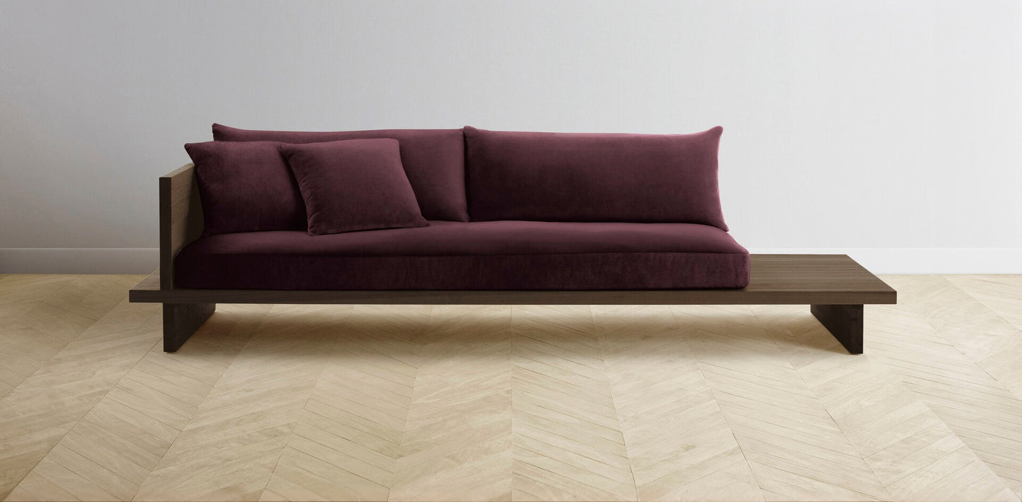 The Muir Arm on Left - Performance Velvet Merlot Sofa