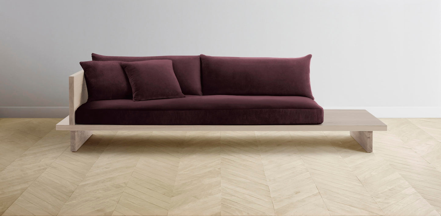 The Muir Arm on Left - Performance Velvet Merlot Sofa