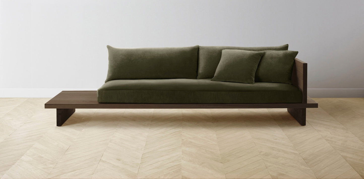 The Muir Arm on Right - Performance Velvet Olive Sofa