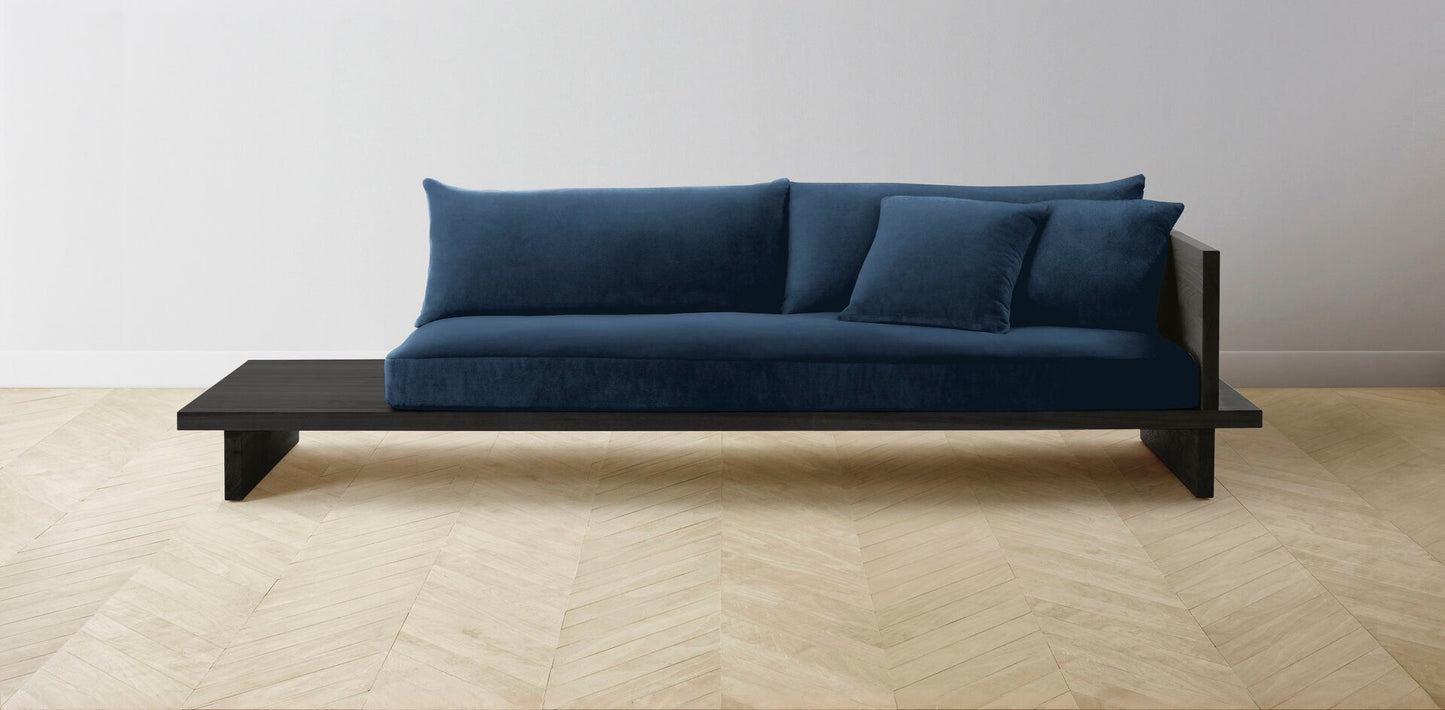 The Muir Arm on Right - Performance Velvet Sapphire Sofa