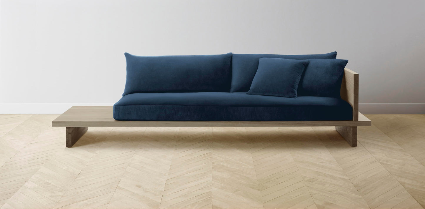 The Muir Arm on Right - Performance Velvet Sapphire Sofa