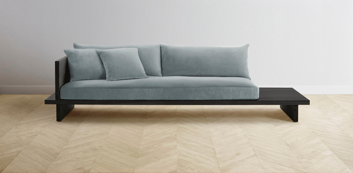 The Muir Arm on Left - Performance Velvet Seafoam Sofa