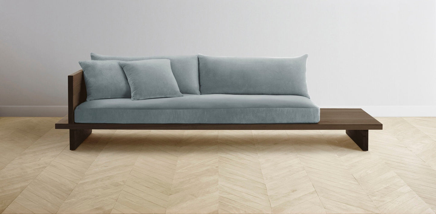 The Muir Arm on Left - Performance Velvet Seafoam Sofa