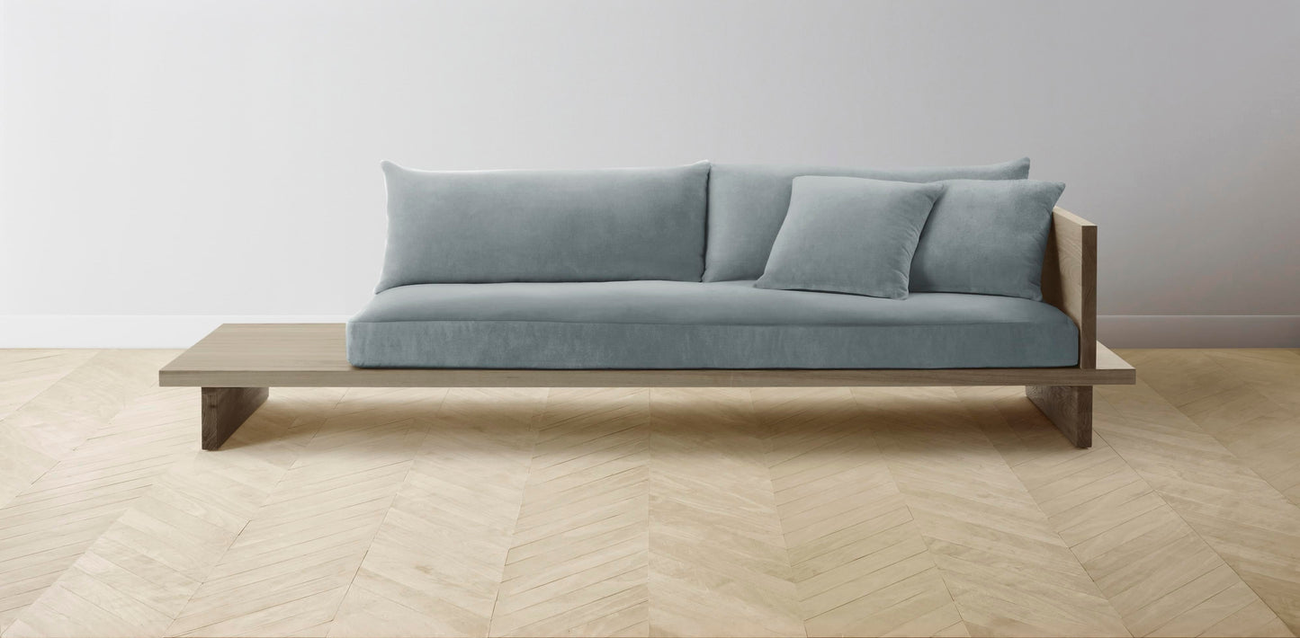 The Muir Arm on Right - Performance Velvet Seafoam Sofa