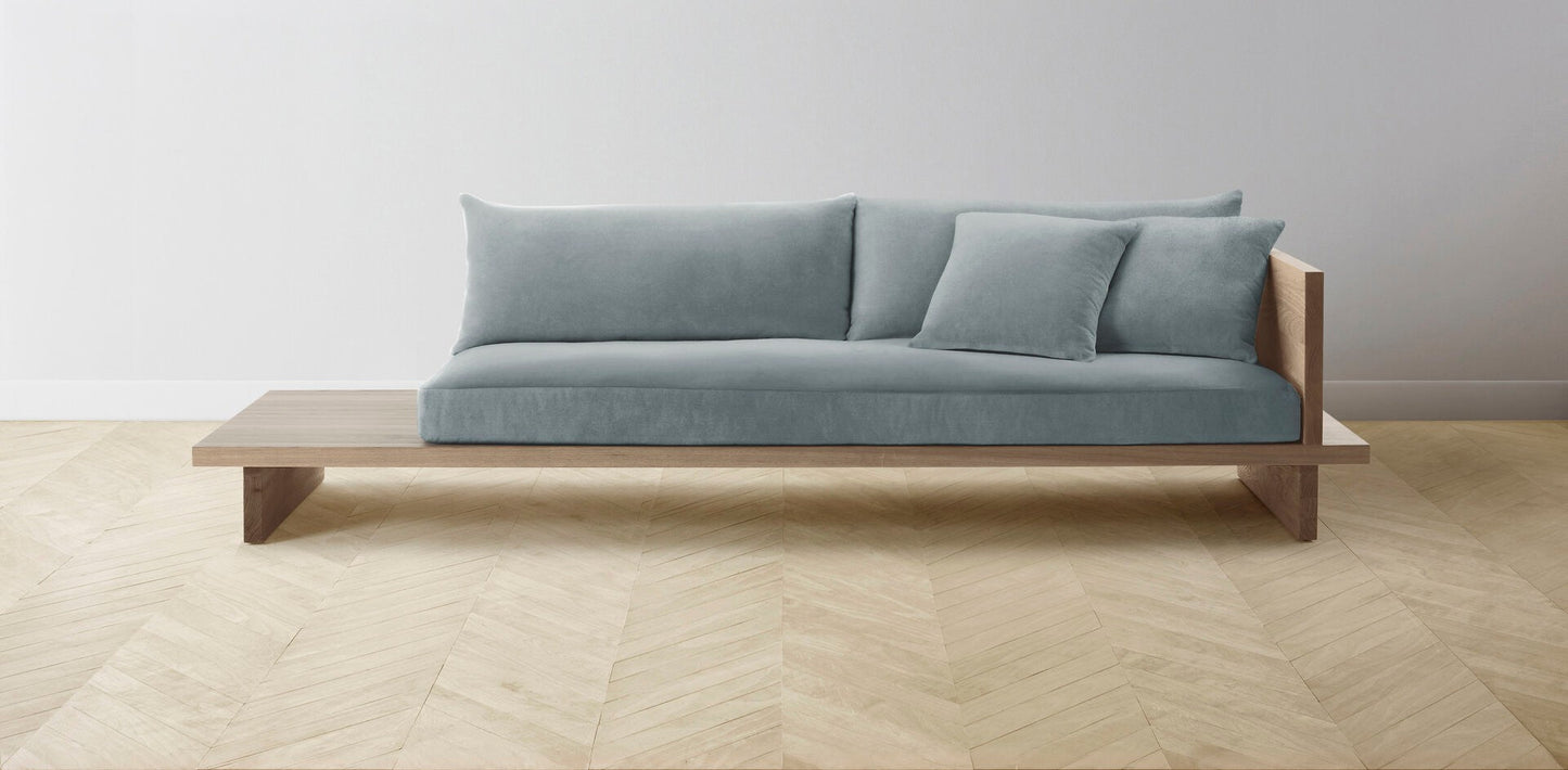 The Muir Arm on Right - Performance Velvet Seafoam Sofa