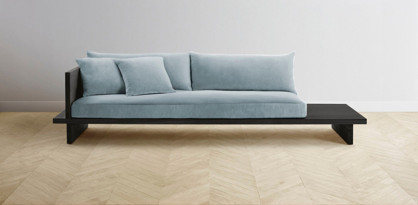 The Muir Arm on Left - Performance Velvet Sky Sofa