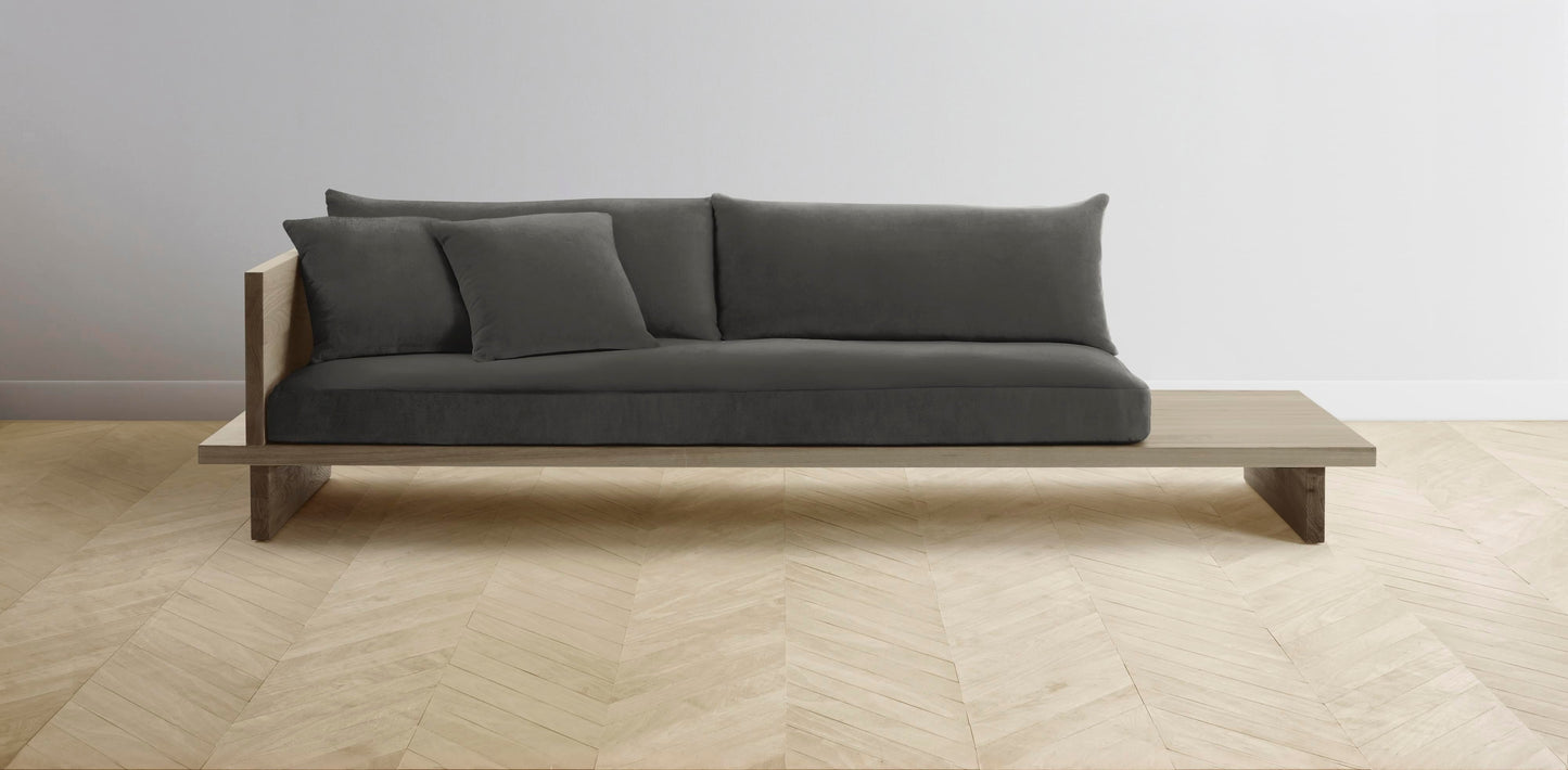 The Muir Arm on Left - Performance Velvet Slate Sofa