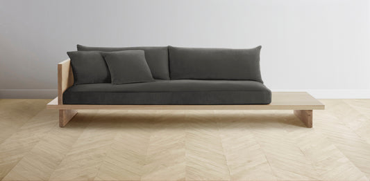 The Muir Arm on Left - Performance Velvet Slate Sofa