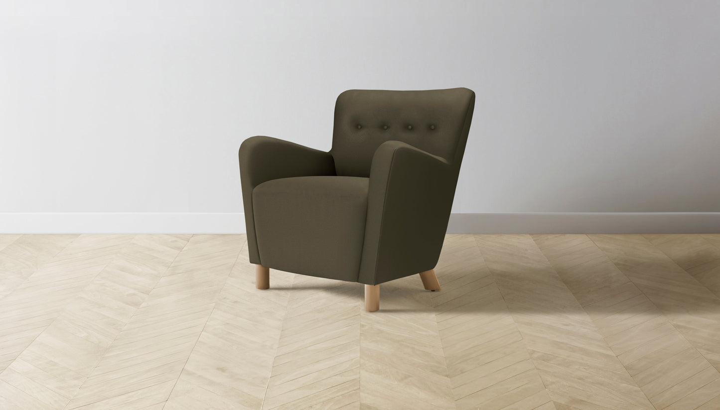 The Perry  - Pebbled Leather Truffle Chair