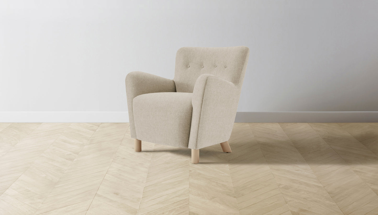 The Perry  - Performance Stonewashed Linen Clamshell Chair