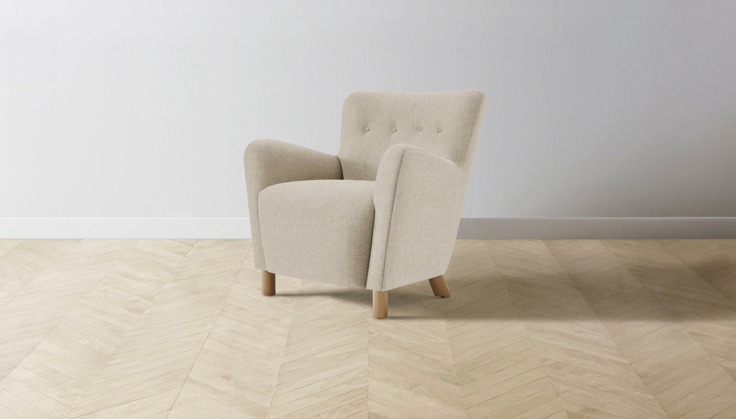 The Perry  - Performance Stonewashed Linen Clamshell Chair