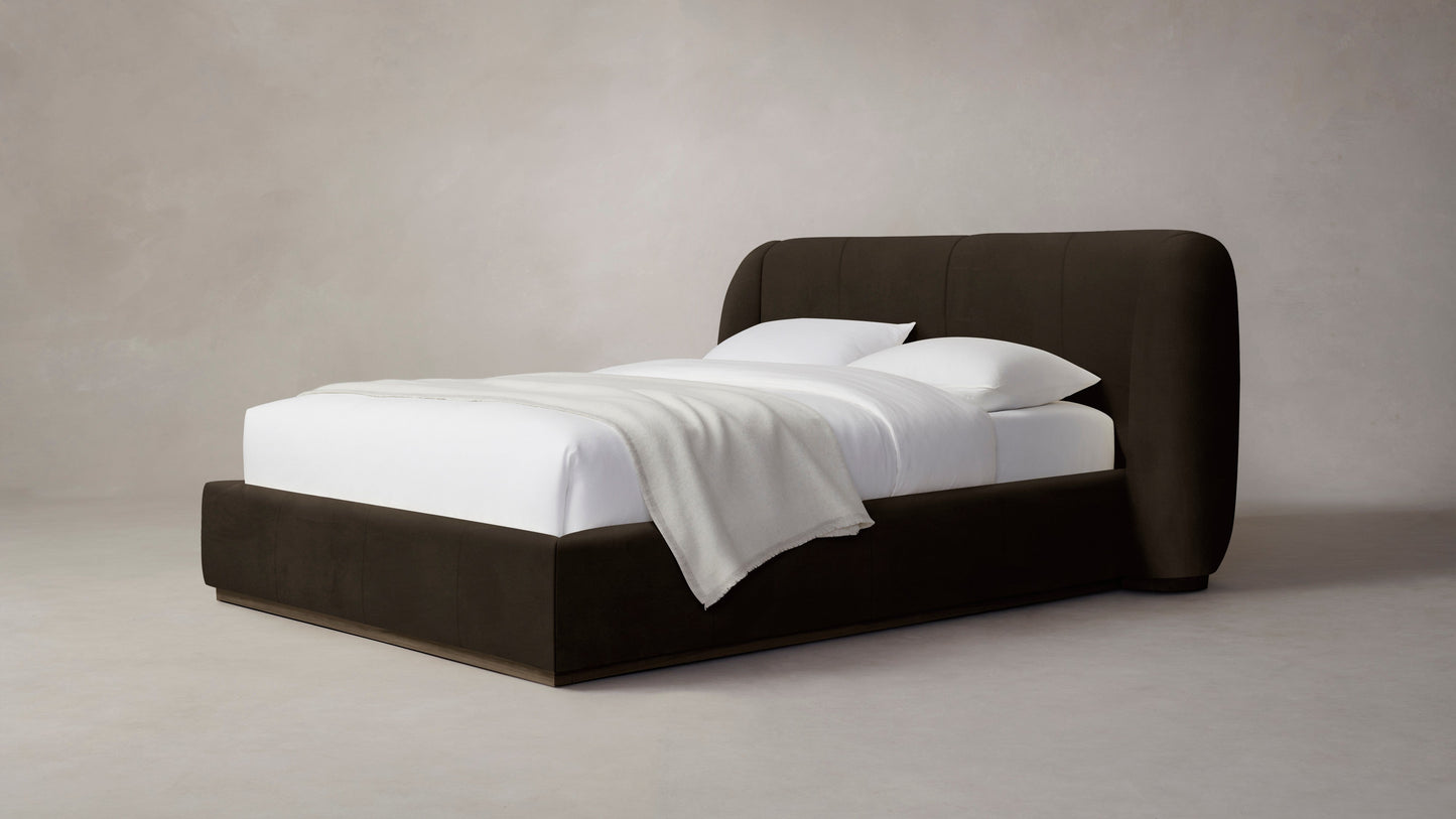 The Smith  - Nubuck Leather Espresso Bed - 42" Headboard