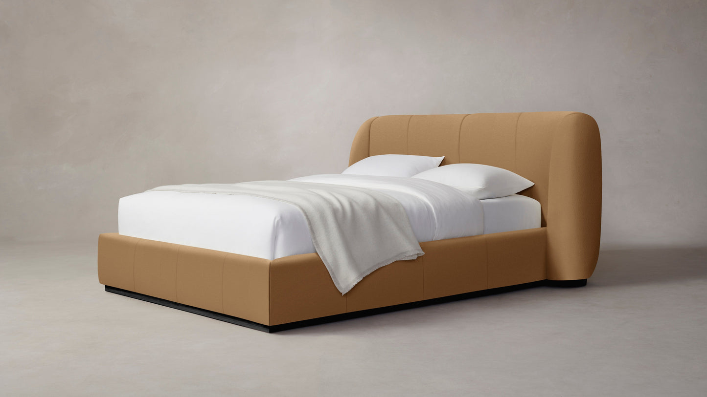 The Smith  - Pebbled Leather Latte Bed - 42" Headboard