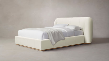 The Smith  - Pebbled Leather Swan Bed - 42" Headboard