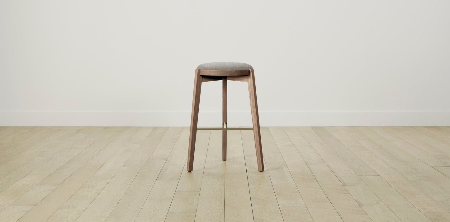 The Stanton with Brushed Brass - Belgian Linen Agate Bar and Counter Stool