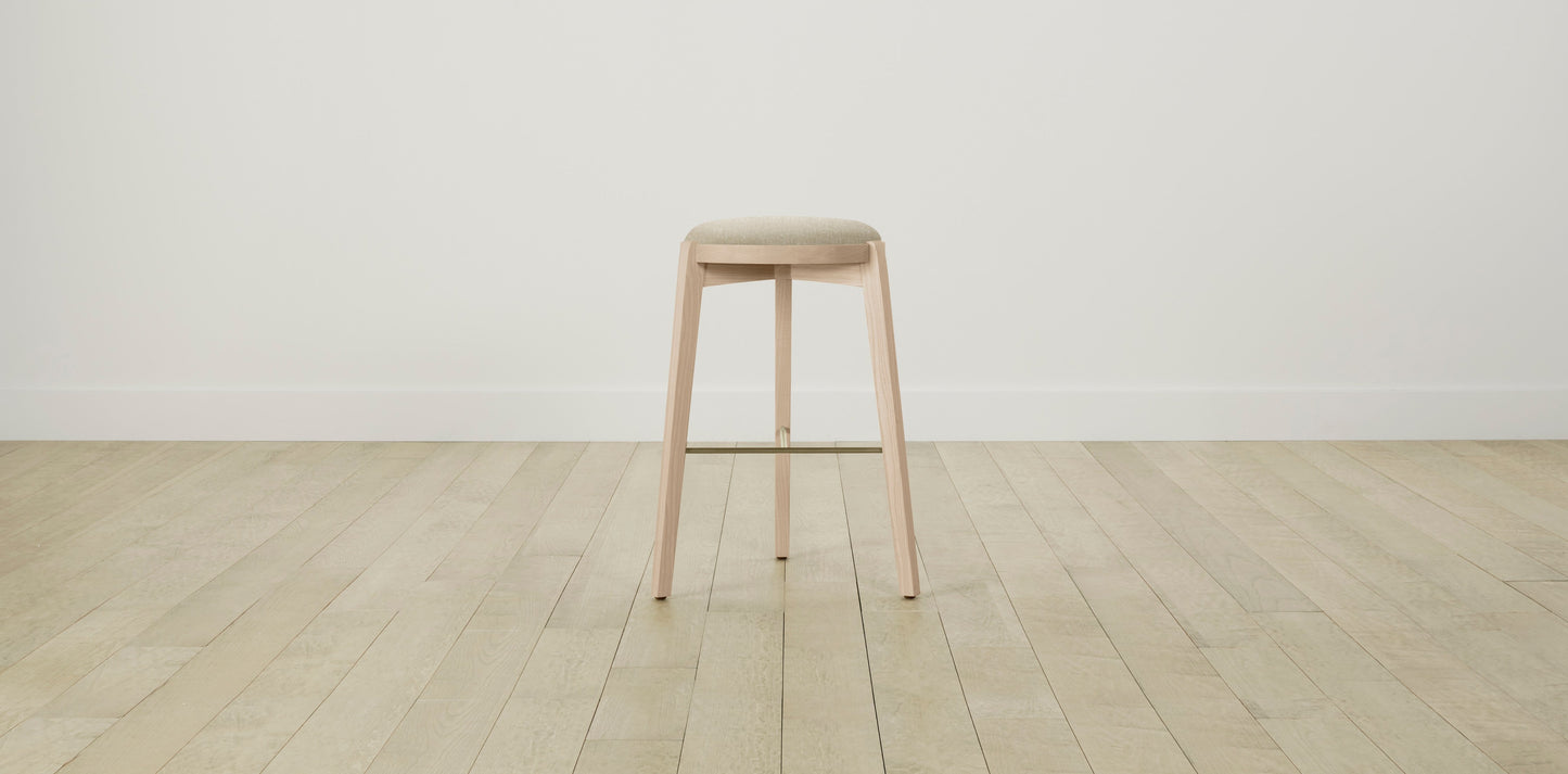 The Stanton with Brushed Brass - Belgian Linen Alder Bar and Counter Stool