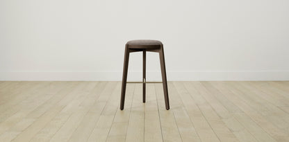 The Stanton with Brushed Brass - Belgian Linen Carob Bar and Counter Stool