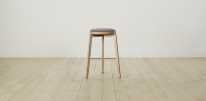 The Stanton with Brushed Brass - Belgian Linen Carob Bar and Counter Stool