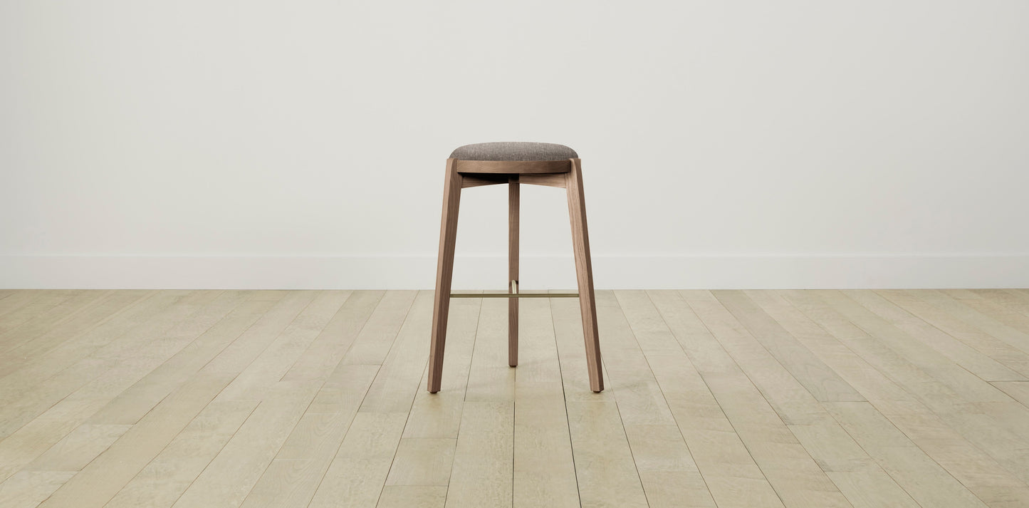 The Stanton with Brushed Nickel - Belgian Linen Carob Bar and Counter Stool