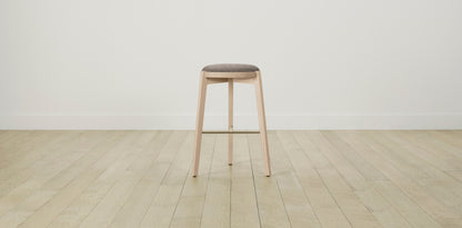 The Stanton with Brushed Brass - Belgian Linen Carob Bar and Counter Stool