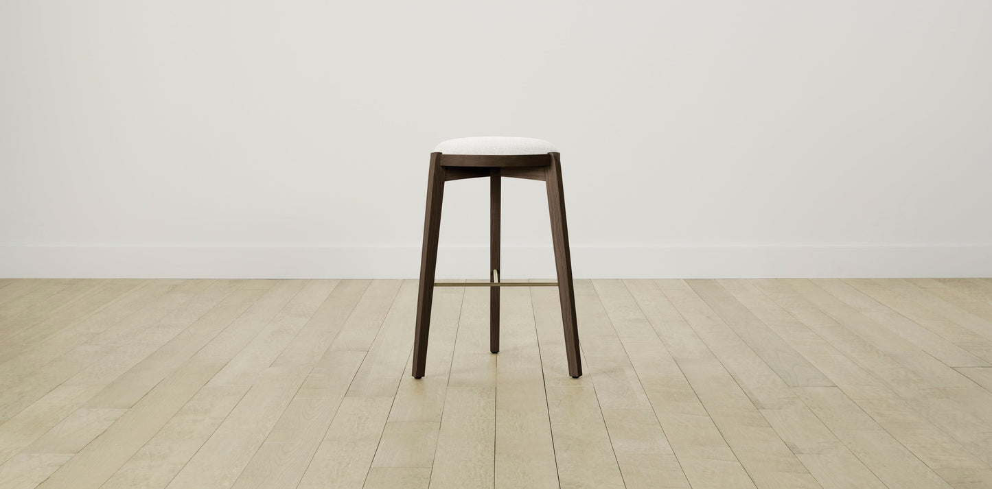 The Stanton with Brushed Brass - Belgian Linen Egret Bar and Counter Stool