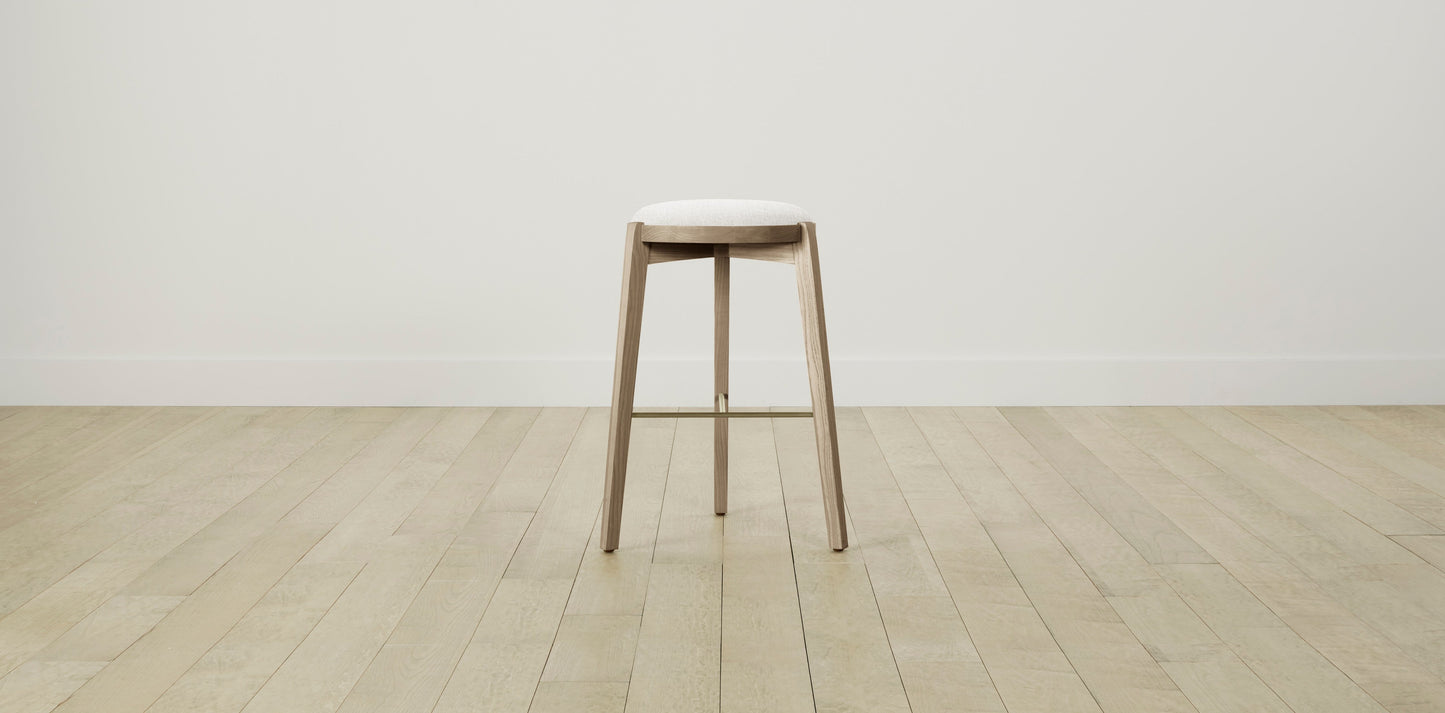 The Stanton with Brushed Brass - Belgian Linen Egret Bar and Counter Stool